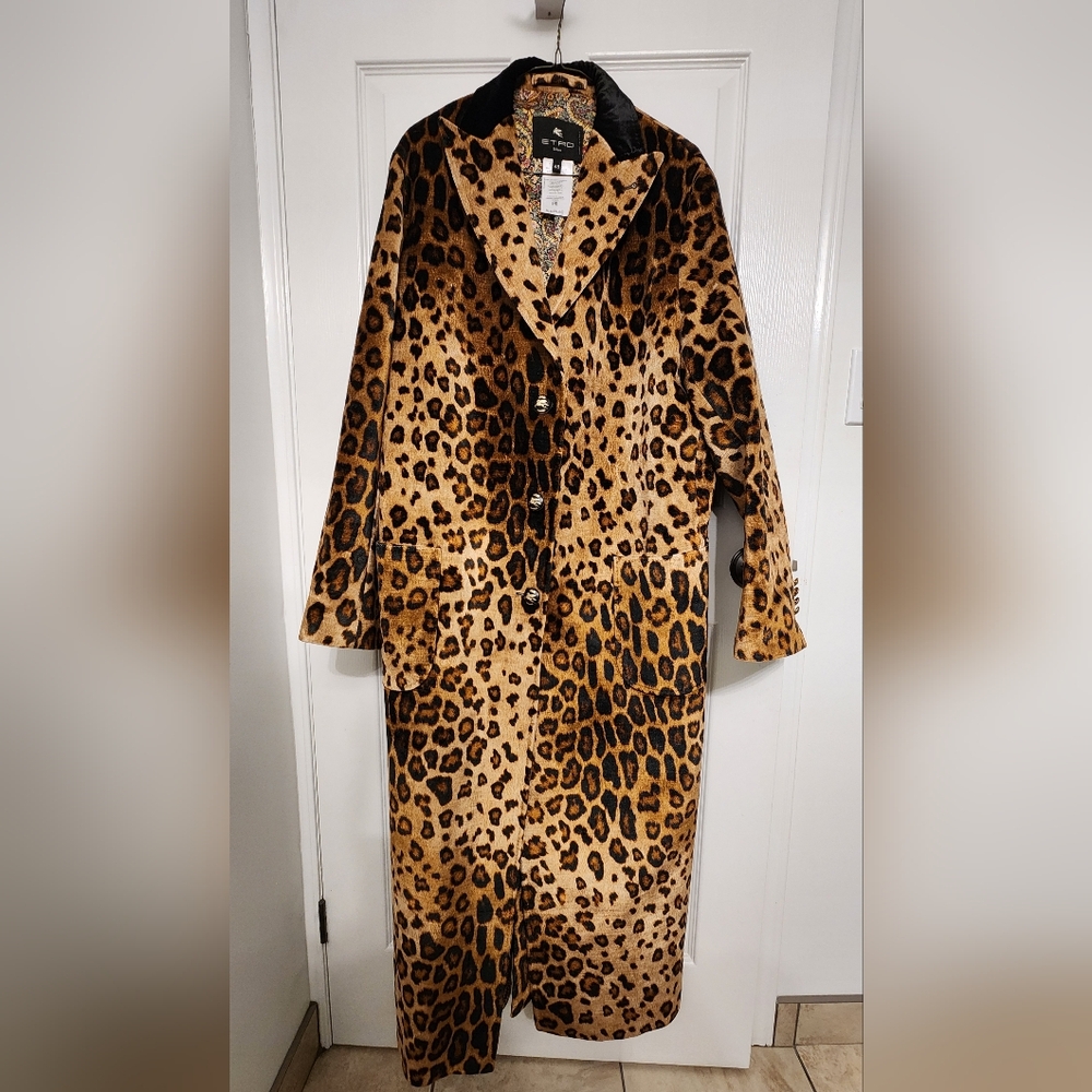 Etro Leopard-Print Cotton-Blend Velvet Coat